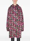 Balenciaga Floral Pattern Jacket With Hood And Drawstring In Black
