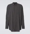 Balenciaga Oversized Striped Poplin Shirt For Men In Black