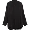 Balenciaga Tonal Stripe Oversize Button-up Shirt In Black