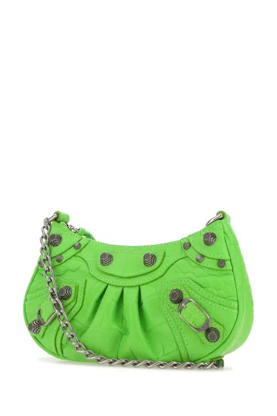 Balenciaga Fluo Green Leather Le Cagole Mini Handbag In 3817