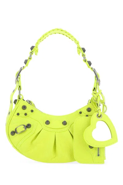 Balenciaga Woman Fluo Yellow Nappa Leather Le Cagole Xs Shoulder Bag