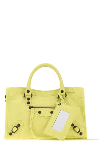 Balenciaga Fluo Yellow Leather Small Le City Handbag