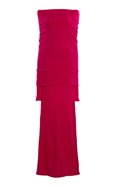 Balenciaga Fold-over Jersey Maxi Dress In Pink