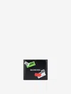 Balenciaga Square Bi-fold Wallet In Arena Leather With Multicolor Printed Stickers Accessories In Black