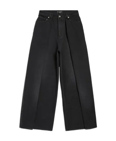 Balenciaga Folded Wide-leg Jeans In Black