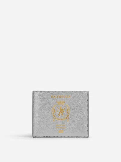 Balenciaga Folding Leather Card Holder In Blue