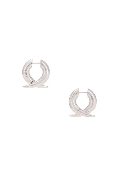 Balenciaga Force Horn Xs Earring In Shiny Silver