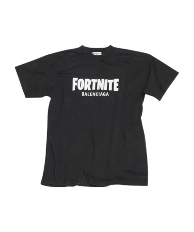 Balenciaga Fortnite2021 Logo T-shirt In Black/white