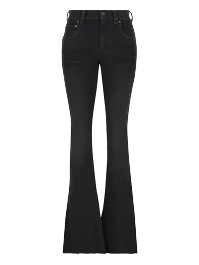 Balenciaga Frayed Bootcut Jeans In Black