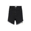 Balenciaga Distressed Brand-patch Denim Mini Skirt In Black