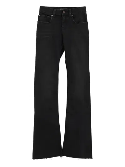 Balenciaga Black Bootcut Slim Fit Denim Trousers In Multi