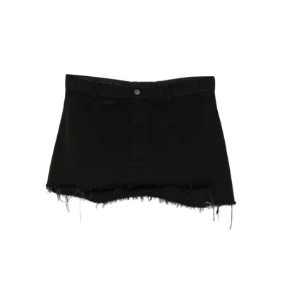 Balenciaga Frayed Mini Skirt In Black