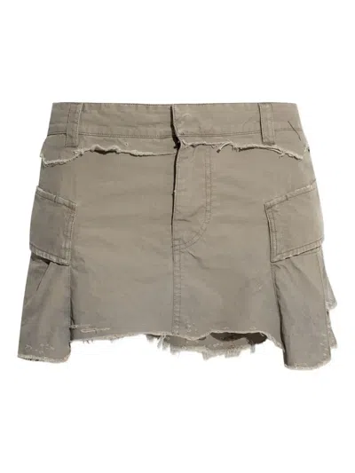 Balenciaga Frayed-detail Mini Skirt In Green