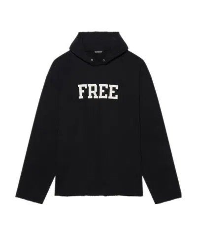 Balenciaga Free Logo Oversized Hoodie In Black