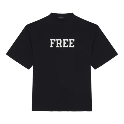 Pre-owned Balenciaga Free Logo Wide Tee 'black/white'