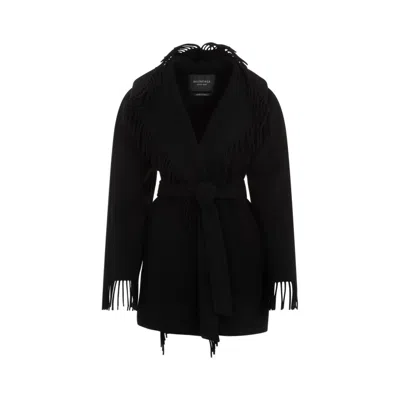 Balenciaga Fringe Black Wool Jacket