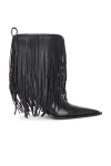 Balenciaga Avenue Fringe Ankle Boots Pointed Toe Pull Tab In Black