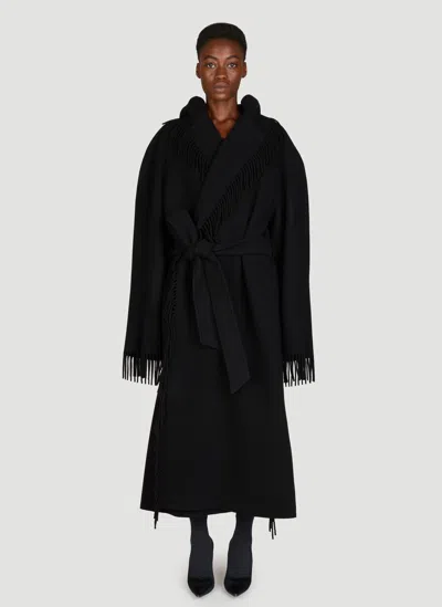 Balenciaga Fringe Coat In Black