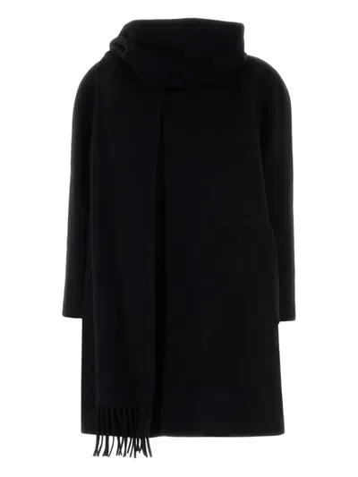 Balenciaga Casual Jacket With Scarf And Pockets In Black
