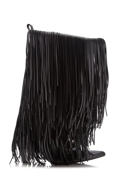 Balenciaga Avenue 90 Leather Fringe Ankle Boots In Black