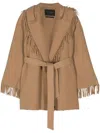 Balenciaga Fringed-edge Hooded Cardi-coat In Neutrals
