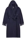 Balenciaga Mantel Mit Fransen In Blau