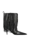 Balenciaga Avenue Fringe Ankle Boots Pointed Toe Pull Tab In Black