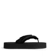 Balenciaga Fringed Strap Logo Embroidered Sandals For Women In Black