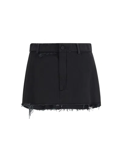 Balenciaga Fringed Miniskirt In Black