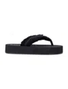 Balenciaga Fringed Strap Logo Embroidered Sandals For Women In Black