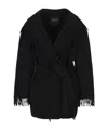 Balenciaga Hooded Fringe Oversized Self-tie Wool Jacket In Black