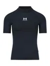 Balenciaga Men's Under Amour Mock Neck Short Sleeve T-shirt In Black