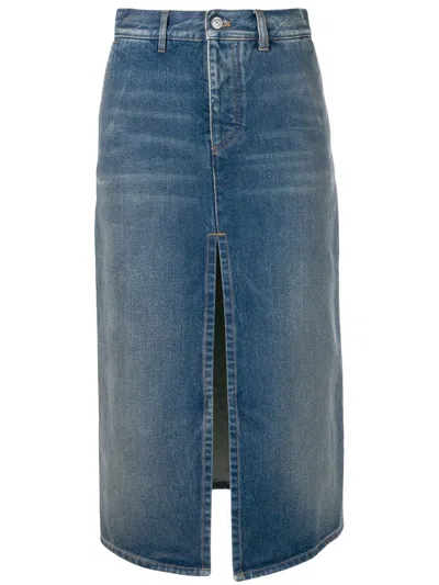 Balenciaga Front Slit Skirt In Blue