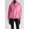 Balenciaga Fruity Distressed Archetype Fleece Graphic Zip Hoodie In 9568 Faded Dirty Pink