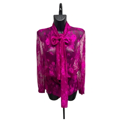 Pre-owned Balenciaga Fuchsia Lace Blouse With Lavallière Prefall 2019 By Demna Gvasalia In Purple
