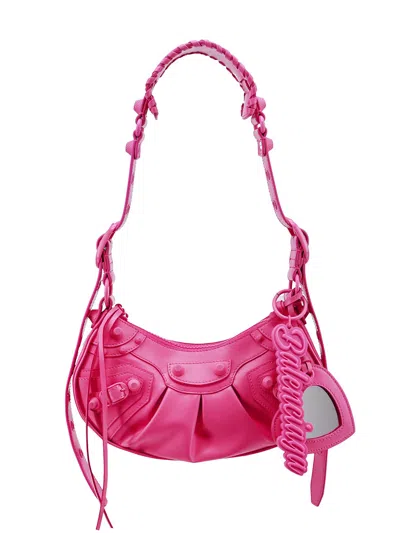 Balenciaga Fuchsia Leather Le Cagole Xs Shoulder Bag In Pink