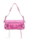 Balenciaga Le Cagole Sling Small Varnished Leather Shoulder Bag In Pink