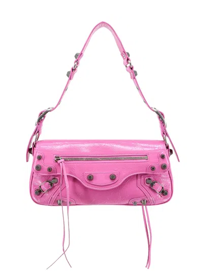 BALENCIAGA FUCHSIA LEATHER SMALL LE CAGOLE SLING SHOULDER BAG