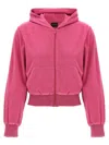 Balenciaga Crystal Logo Embellished Hoodie With Front Pockets In Fuchsia