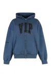 Balenciaga Cotton Sweatshirt With Front Pockets And Hood In Blue