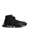 Balenciaga Fully Transparent Outsole Speed 2.0 Retro Knitted Sneakers In Black