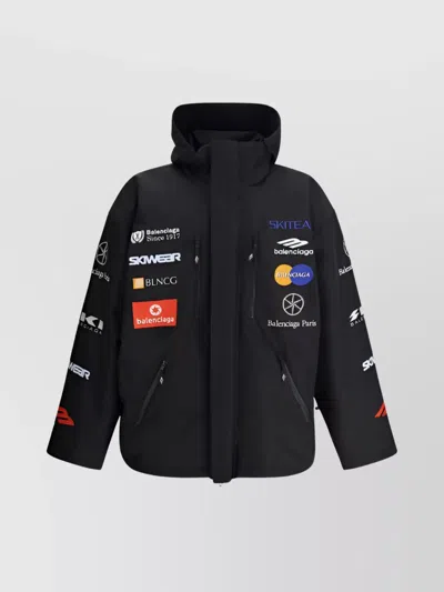 Balenciaga Functional Hooded Ski Parka Jacket In Black