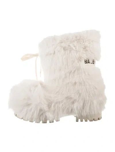 Pre-owned Balenciaga Fur Boots In Neutrals