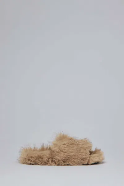 Balenciaga Fur Slide In Brown