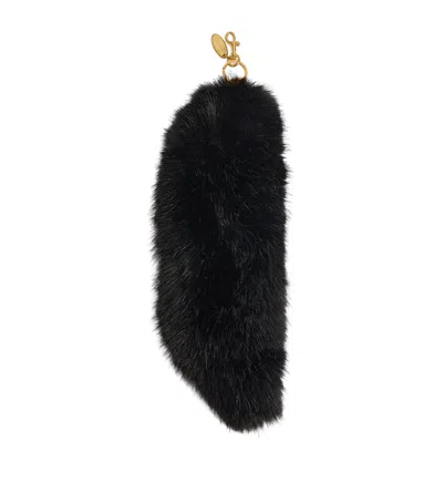 Balenciaga Fur Tail Bag Charm In Black