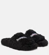 Balenciaga Furry Faux Shearling Slides In Black/white/red