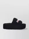 Balenciaga Furry Platform Sliders In Black