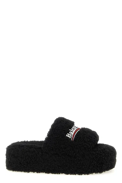 BALENCIAGA 'FURRY PLATFORM' SLIDES