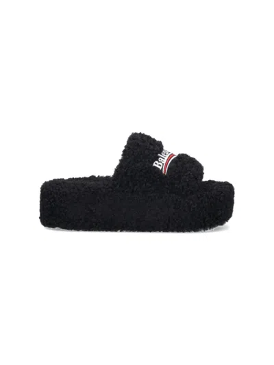 Balenciaga "furry" Slide Sandals – Black