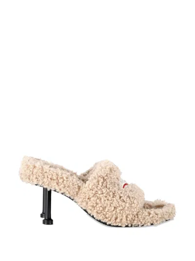Pre-owned Balenciaga Furry Slide Sandals In Neutral